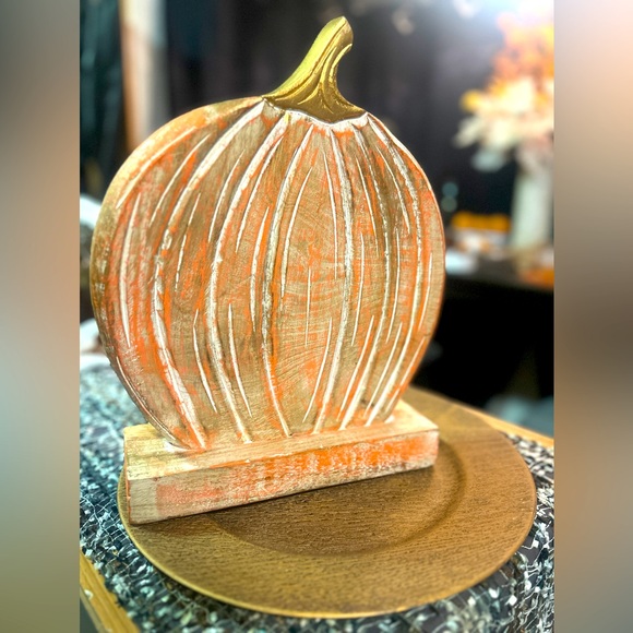 Other - Wooden 13” oak? rustic pumpkin decor farmhouse